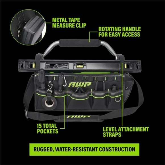 18 Inch Pro Tool Tote with Rotating Handle for Easy Tool Access, Water-Resistant - Picture 6 of 6